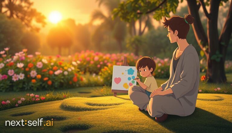 A gentle, sunlit scene representing inner-child healing work.